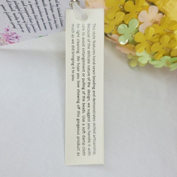 Handcrafted Viral TikTok Beaded Bag Made in India Yellow Flowers Petals Purse - Picture 12 of 14